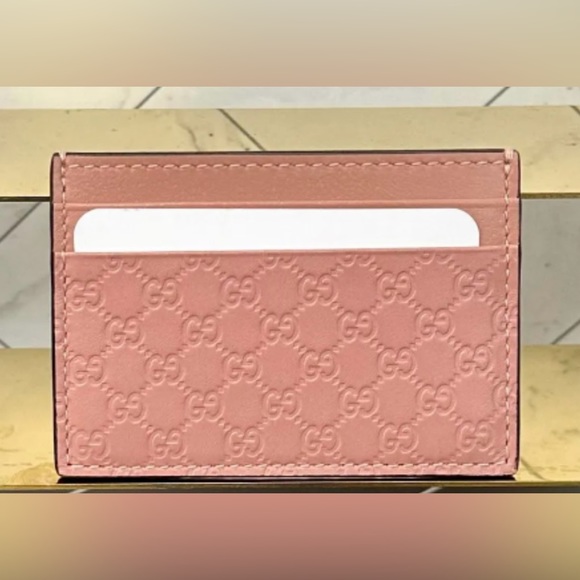 NEW Gucci Soft Pink Guccisima Card Holder - Picture 3 of 7